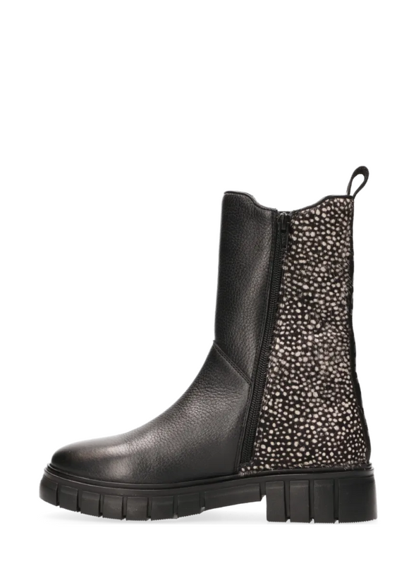Tobi Leather Boot in Black/Pixel Black from Maruti