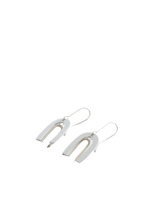 Jared Coil Arc Two-Tone Earrings in Silver & White from Big Metal