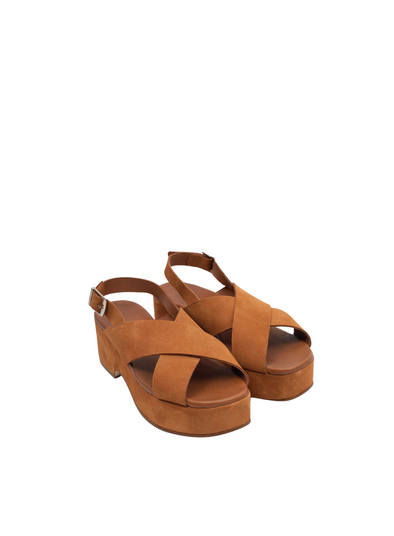 Leather Platform Sandals in 369 Cinnamon from Nice Things