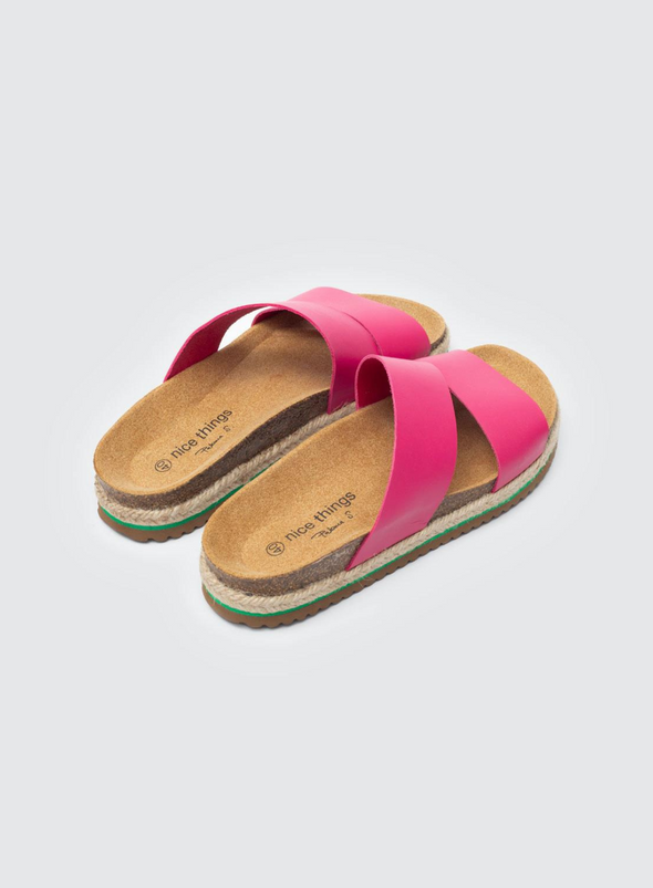 Leather Bio Sandals in Rouge Fushsia from Nice Things