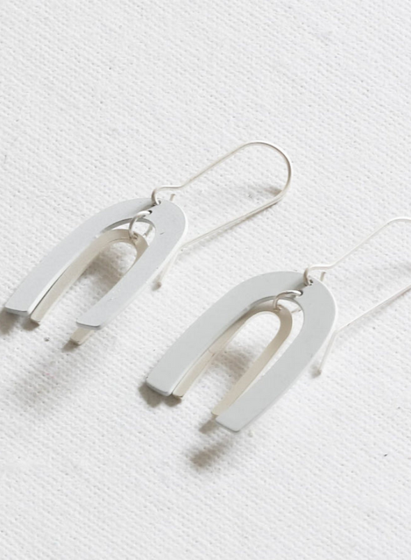 Jared Coil Arc Two-Tone Earrings in Silver & White from Big Metal