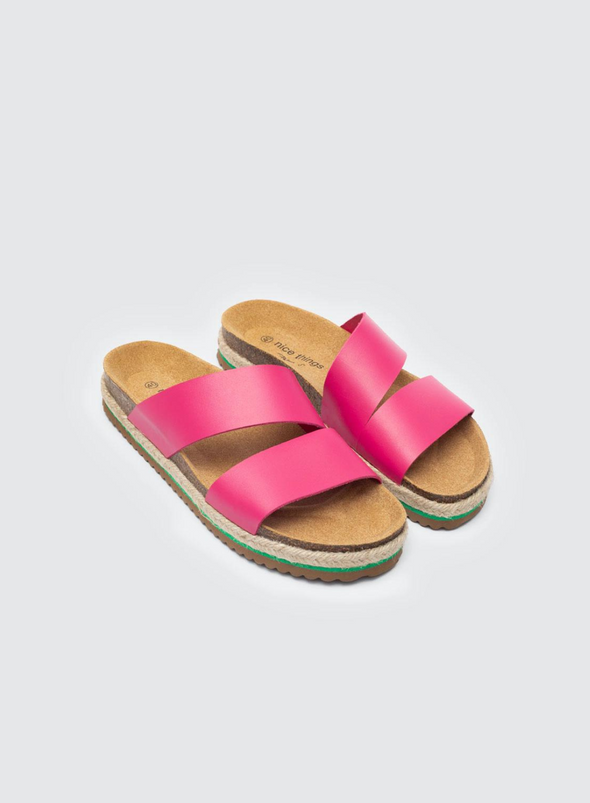 Leather Bio Sandals in Rouge Fushsia from Nice Things