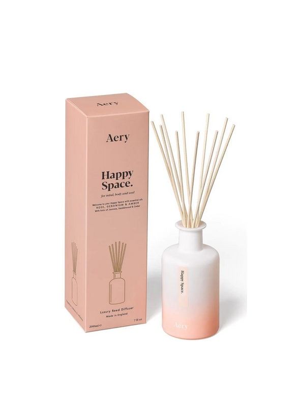 Happy Space Reed Diffuser - Rose Geranium & Amber from Aery Living
