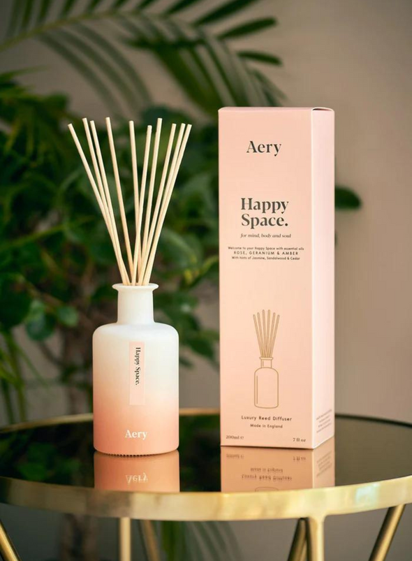 Happy Space Reed Diffuser - Rose Geranium & Amber from Aery Living