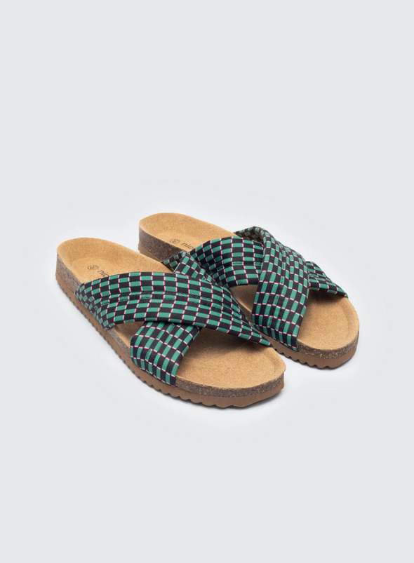 Printed Bio Sandals in Shinny Green from Nice Things