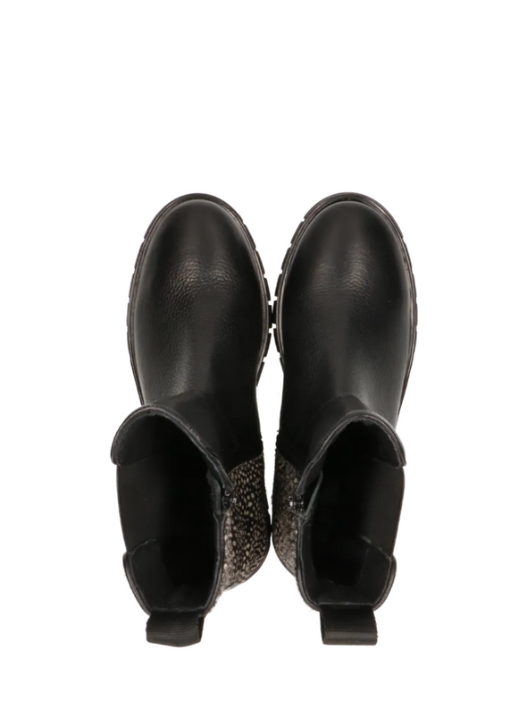 Tobi Leather Boot in Black/Pixel Black from Maruti
