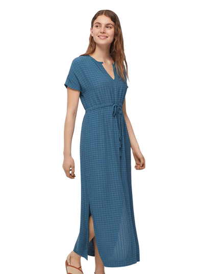 Textured Viscose Long Dress in Blue from Nice Things