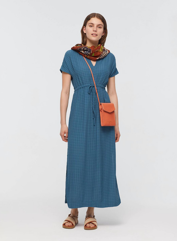 Textured Viscose Long Dress in Blue from Nice Things