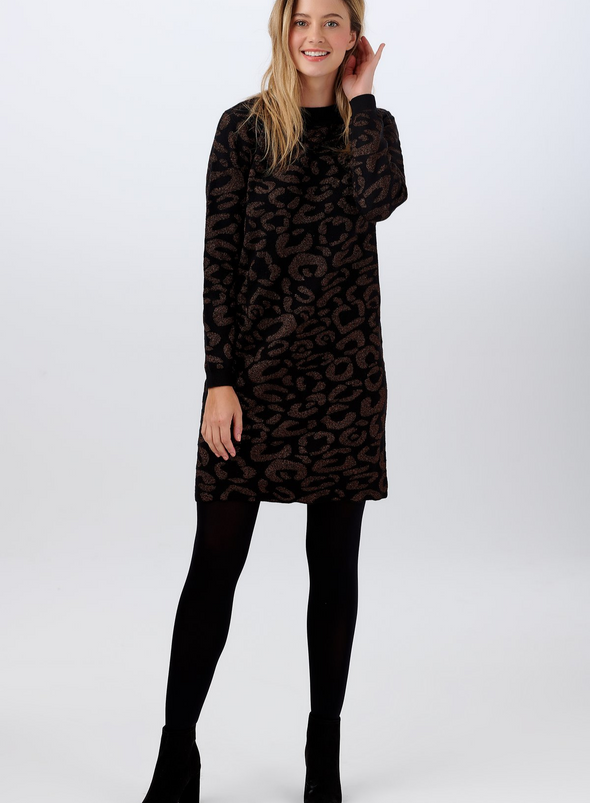 Axelle Lurex Leopard Knit Dress from Sugarhill