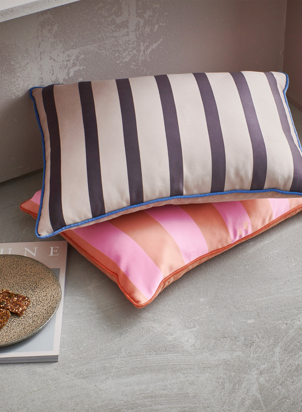 Satin & Velvet Cushion in Orange & Pink from HK Living
