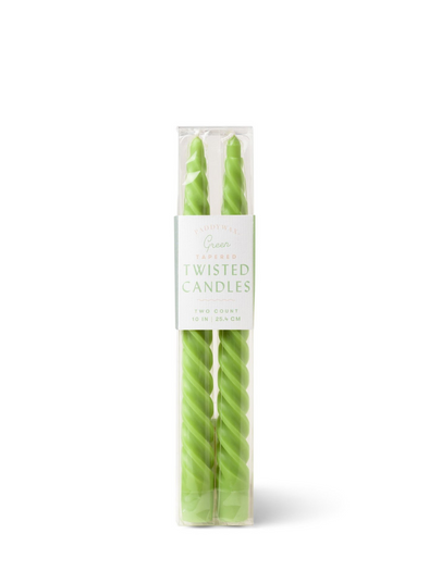 2 Tapered Twisted Candle 10" in Green from Paddywax