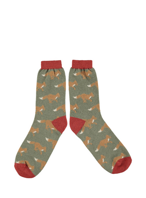 Men's Lambswool Ankle Socks in Running Fox Green from Catherine Tough