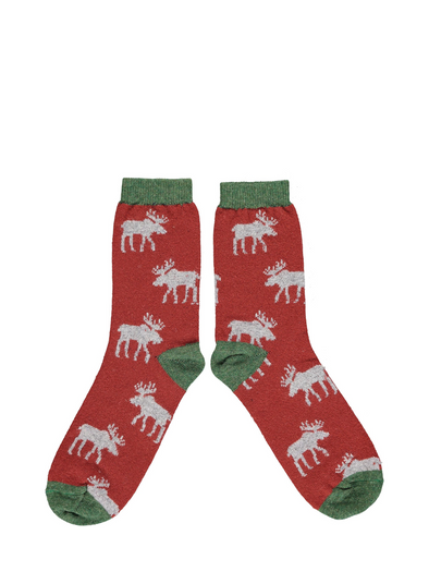 Men's Lambswool Ankle Socks in Terracotta Moose from Catherine Tough