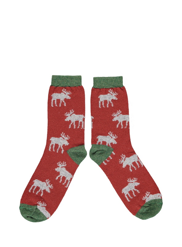 Men's Lambswool Ankle Socks in Terracotta Moose from Catherine Tough
