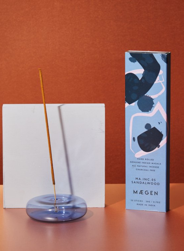 Dimple Glass Incense Holder -  Blue from MÆGEN