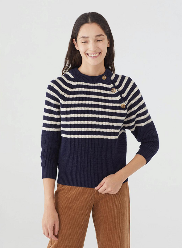 Striped Ribbed Sweater Armhole Buttons 134 NS from Nice Things