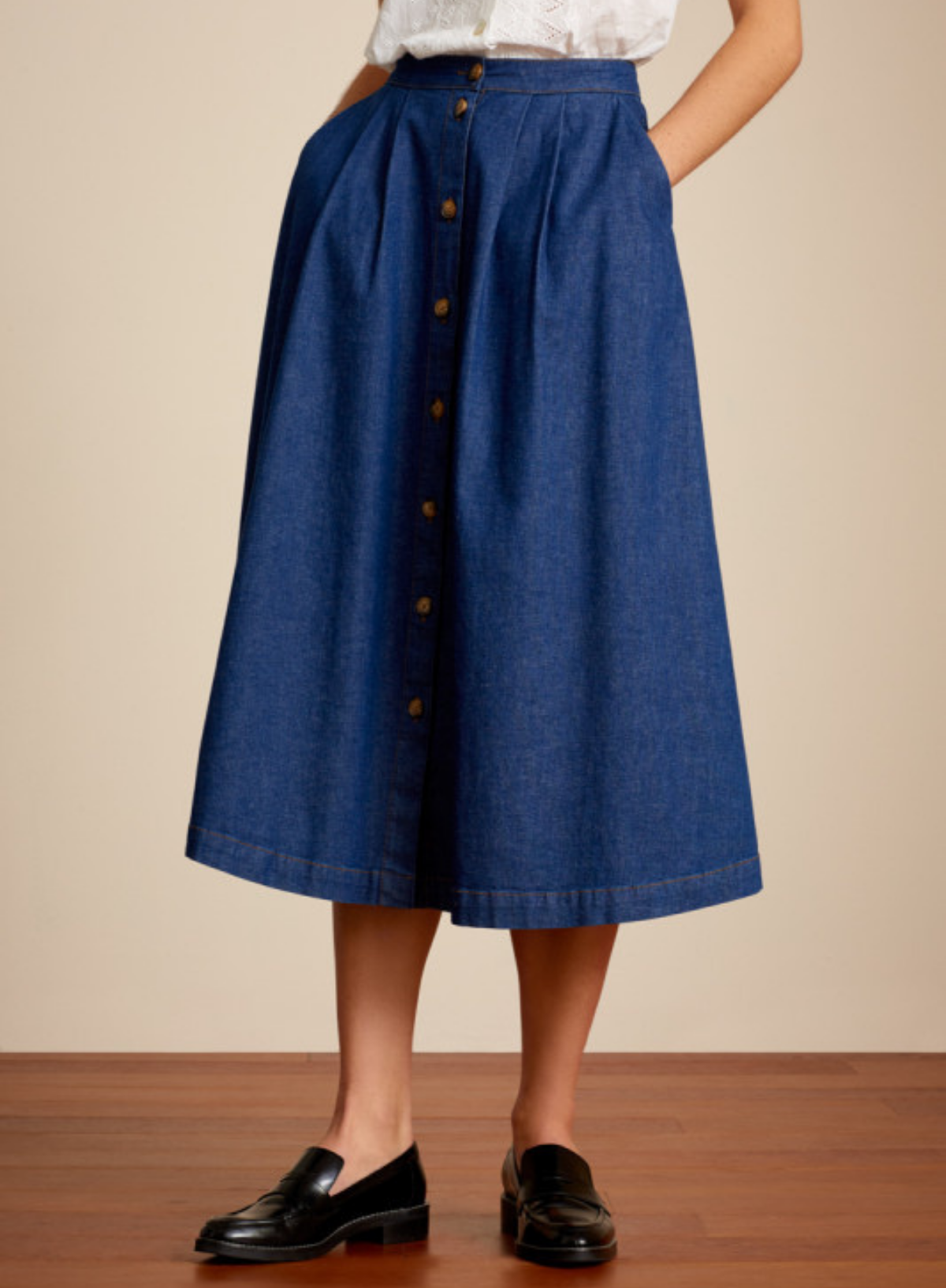 Esther Skirt Chambray Denim Blue from King Louie Nomad and the bowerbird Bringing the outside in