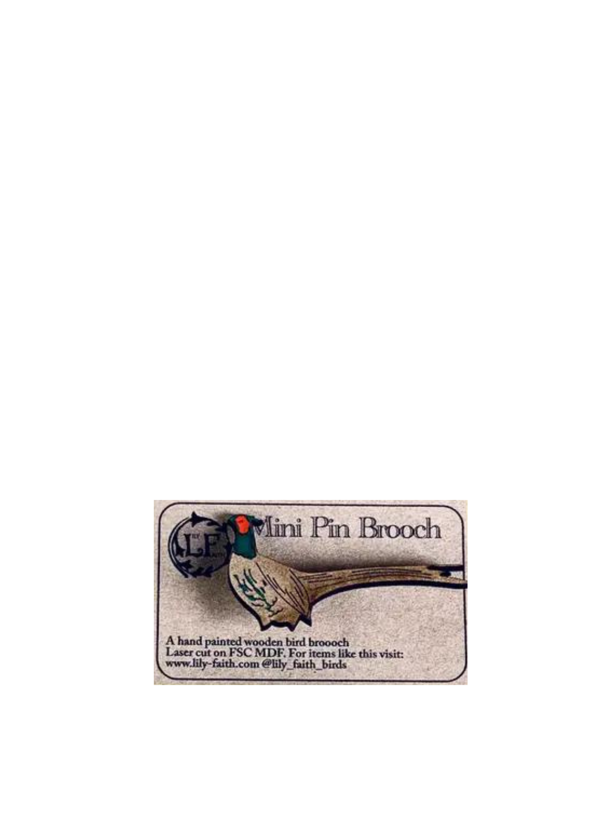 Pheasant Mini Pin from Lily Faith