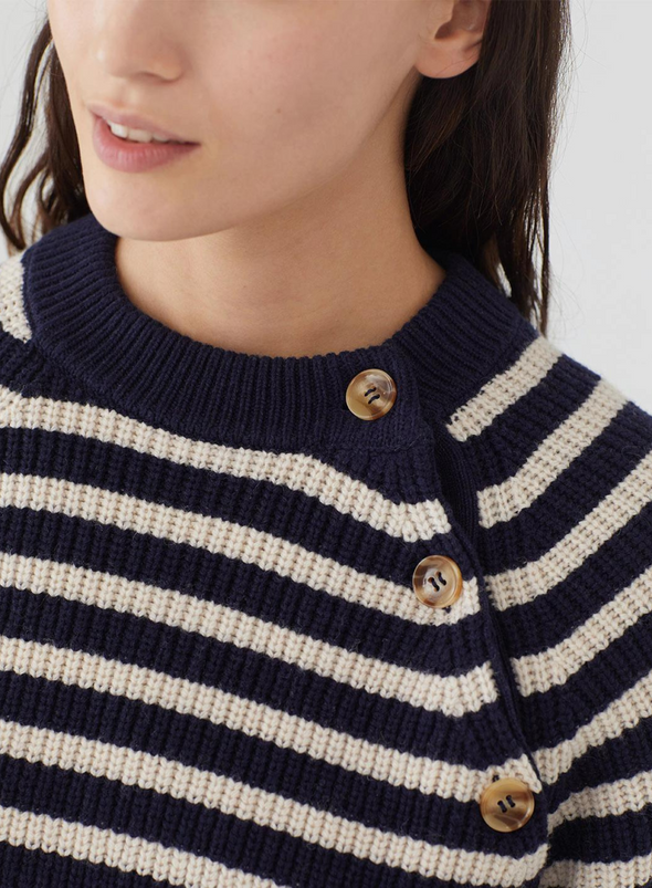Striped Ribbed Sweater Armhole Buttons 134 NS from Nice Things