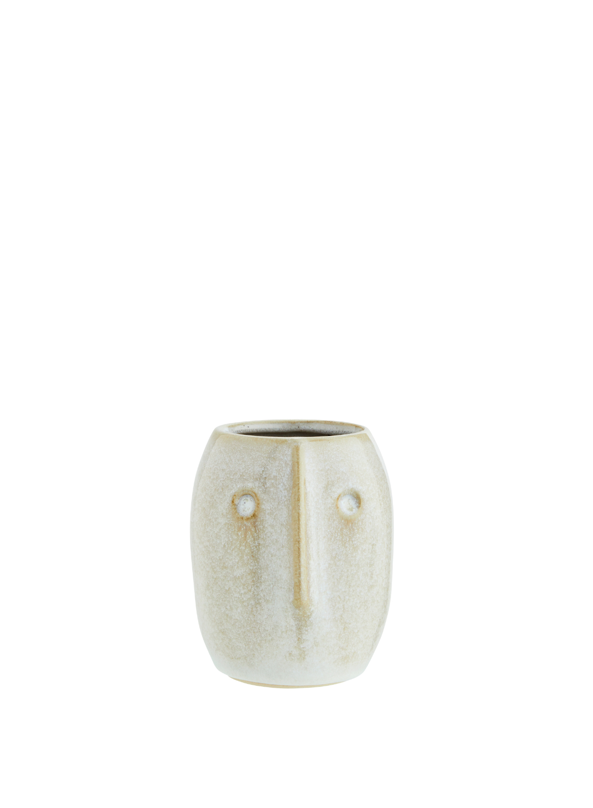 White Flowerpot with Face Imprint from Madam Stoltz