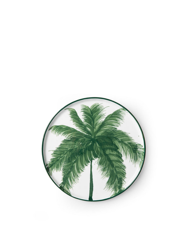 Bold & Basic Ceramics: Porcelain Side Plate Palms, Green from HK Living