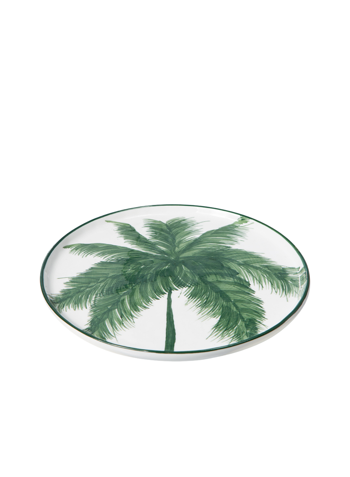 HK Living Bold & Basic Ceramics: Porcelain Side Plate Palms, Green