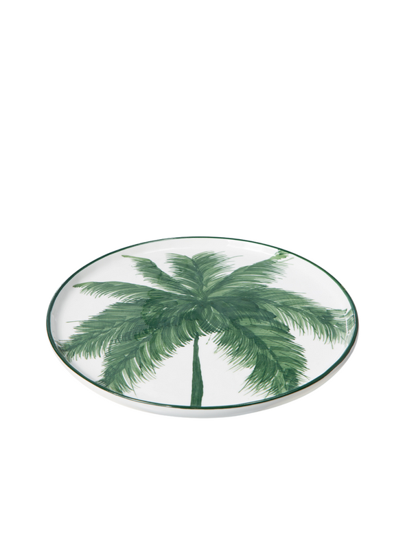 Bold & Basic Ceramics: Porcelain Side Plate Palms, Green from HK Living