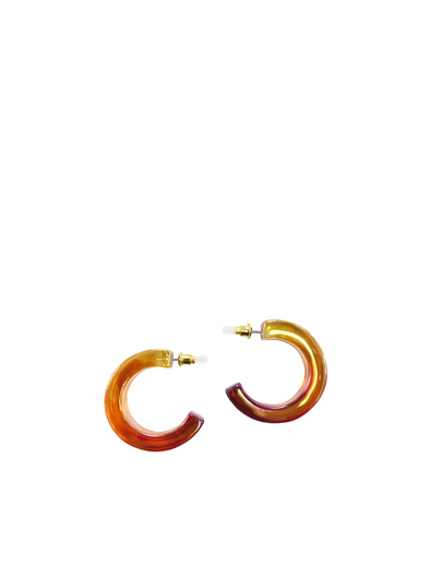 Andrea Iridescent Small Hoop Earrings Pink from Big Metal