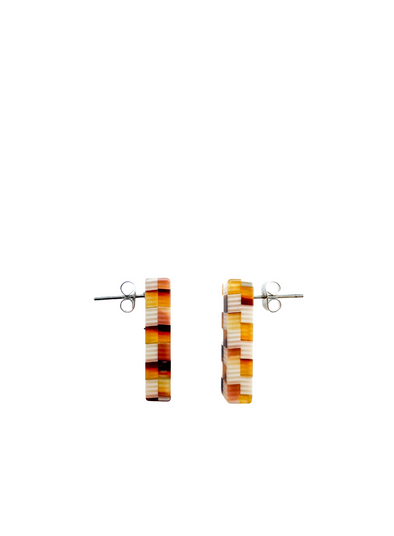 Ivy Studs In Coco Checkered from Nat + Noor