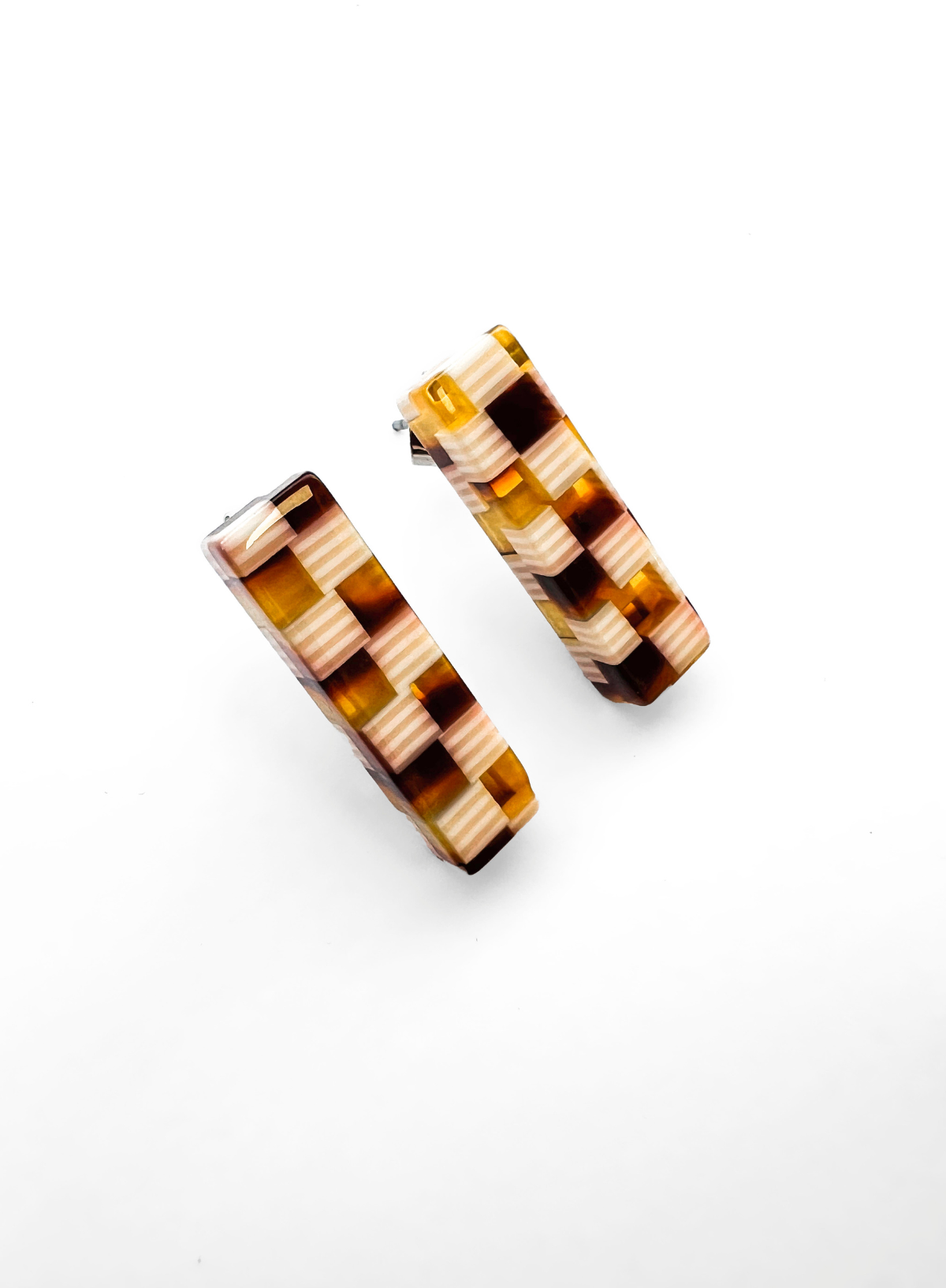 Ivy Studs In Coco Checkered from Nat + Noor