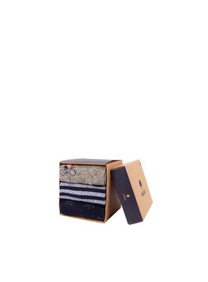 Box of 3 Socks in Green & Navy Mixed from Faguo
