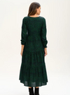 Nola V-Neck Tiered Maxi Dress in Black/Green Star Polka Patchwork from Sugarhill