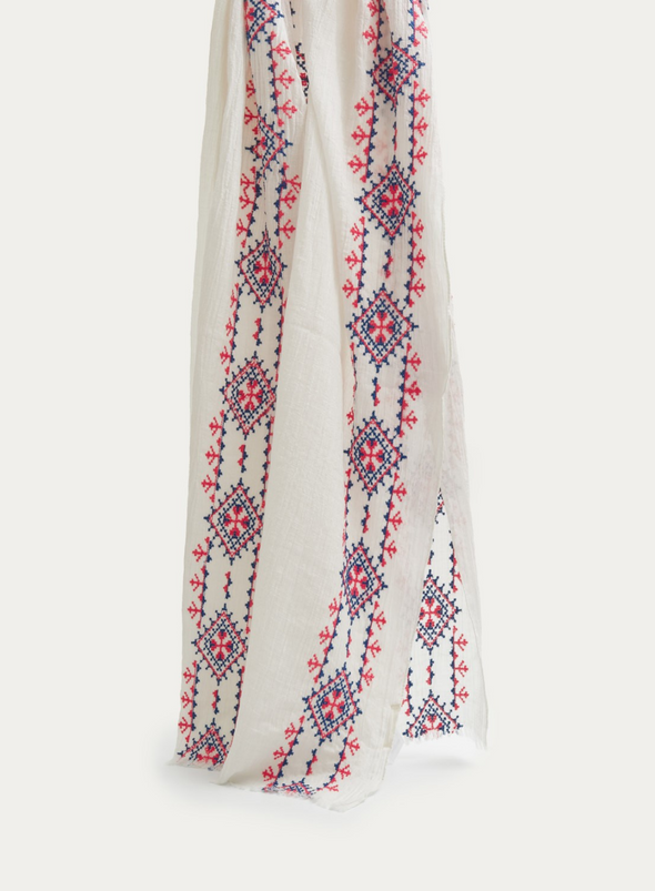 Bordado White Printed Scarf from Yerse