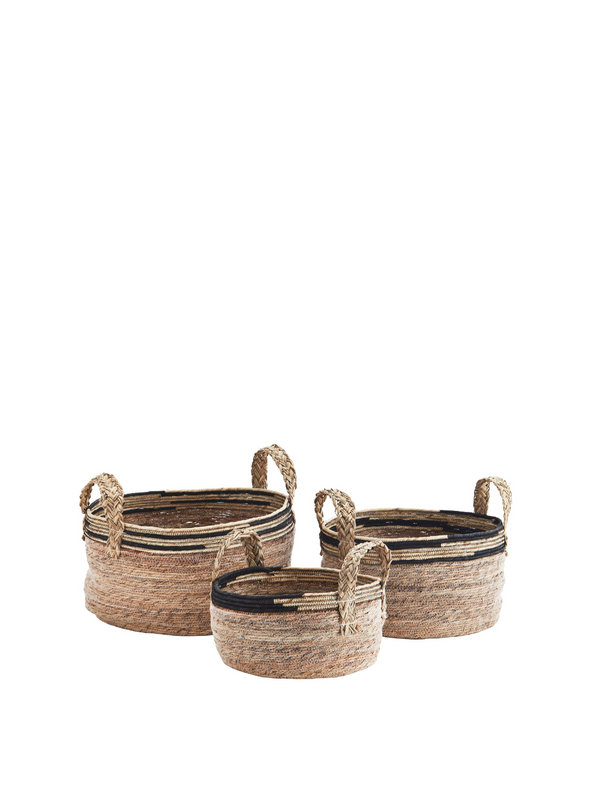 Seagrass Basket with Handles Natural/Black Large From Madam Stoltz