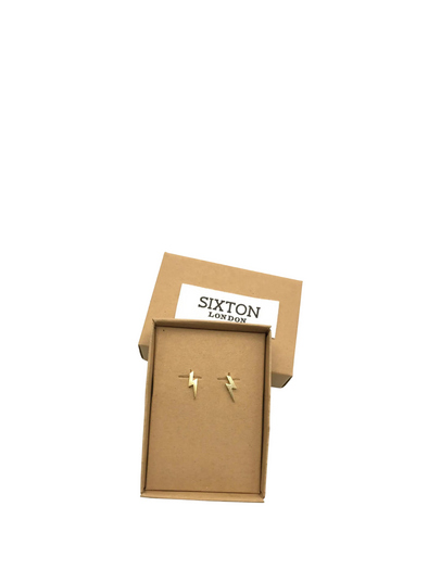 Core Range Golden Lightning Bolt Earrings from Sixton