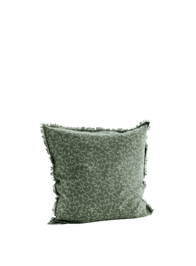 Printed Cushion  w. Fringes 60x60cm Dusty Green from Madam Stoltz