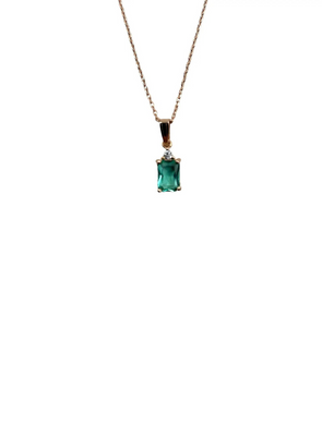 Aqua Square Jewel Drop Necklace from Sixton