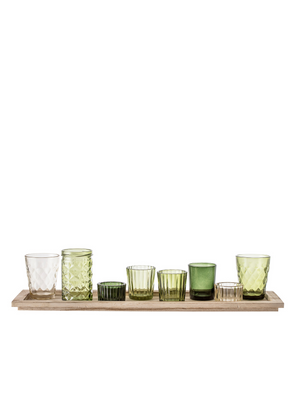 Halo Tray with Green Glass Votives from Bloomingville