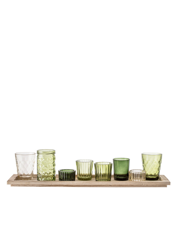 Halo Tray with Green Glass Votives from Bloomingville
