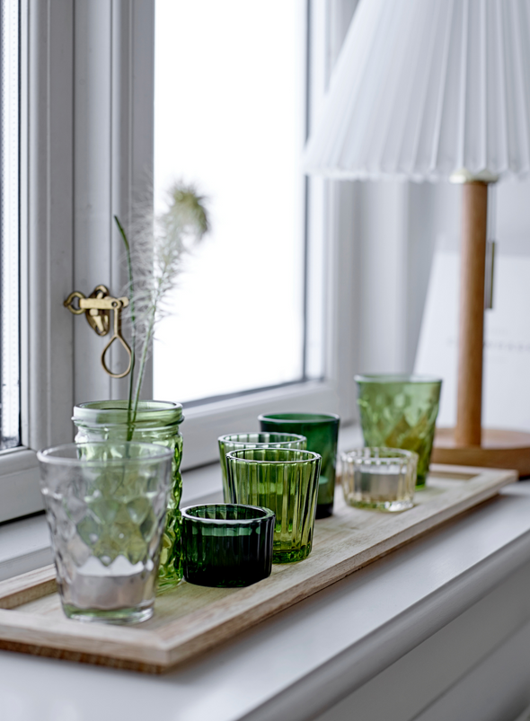 Halo Tray with Green Glass Votives from Bloomingville