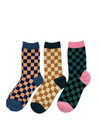 Chequerboard Socks in Blue & Peach from Sixton