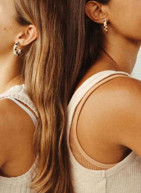 Ivy Studs In Coco Checkered from Nat + Noor