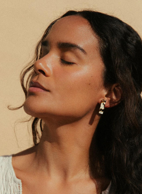Ivy Studs In Coco Cream from Nat + Noor