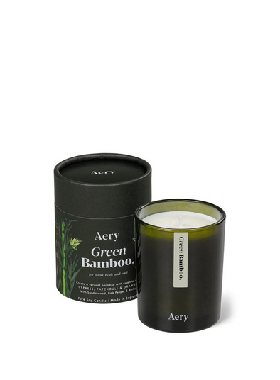 Green Bamboo Scented Candle - Cypress, Patchouli & Orange from Aery Living