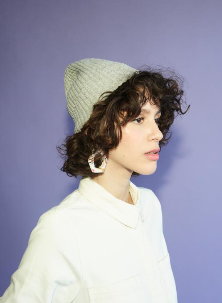 Wool Ribbed Grey Hat from Miss Pom Pom