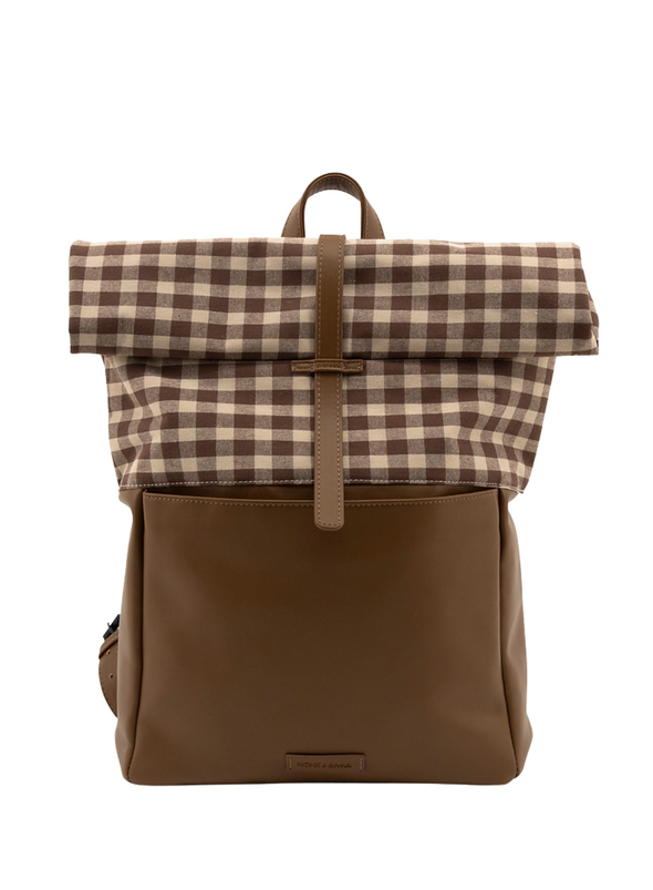 Herb Backpack in Oak and Check Brown from Monk & Anna