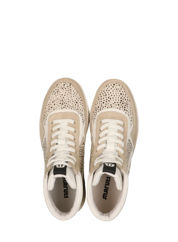 Mona Suede Hairon Trainers in Off White Pixel from Maruti