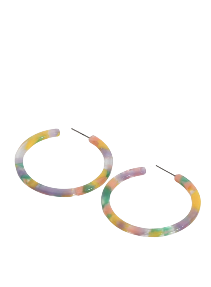 Sophia Hoops Resin in Lilac Pink & Green from Big Metal