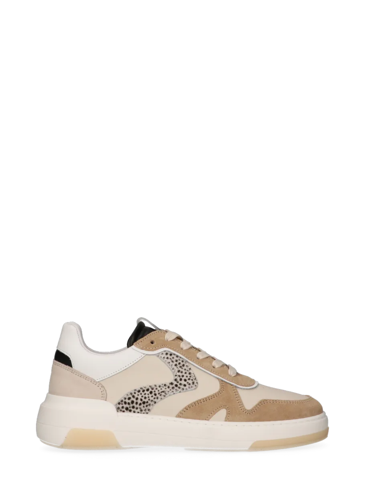 Jolie Leather Trainers in Beige/Black Pixel from Maruti