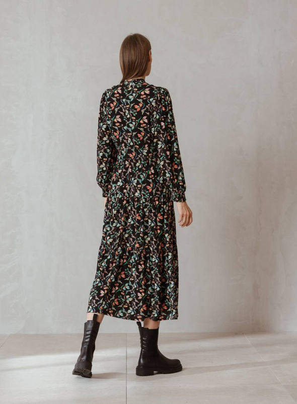 Gilda Dress in Black Floral from Indi & Cold